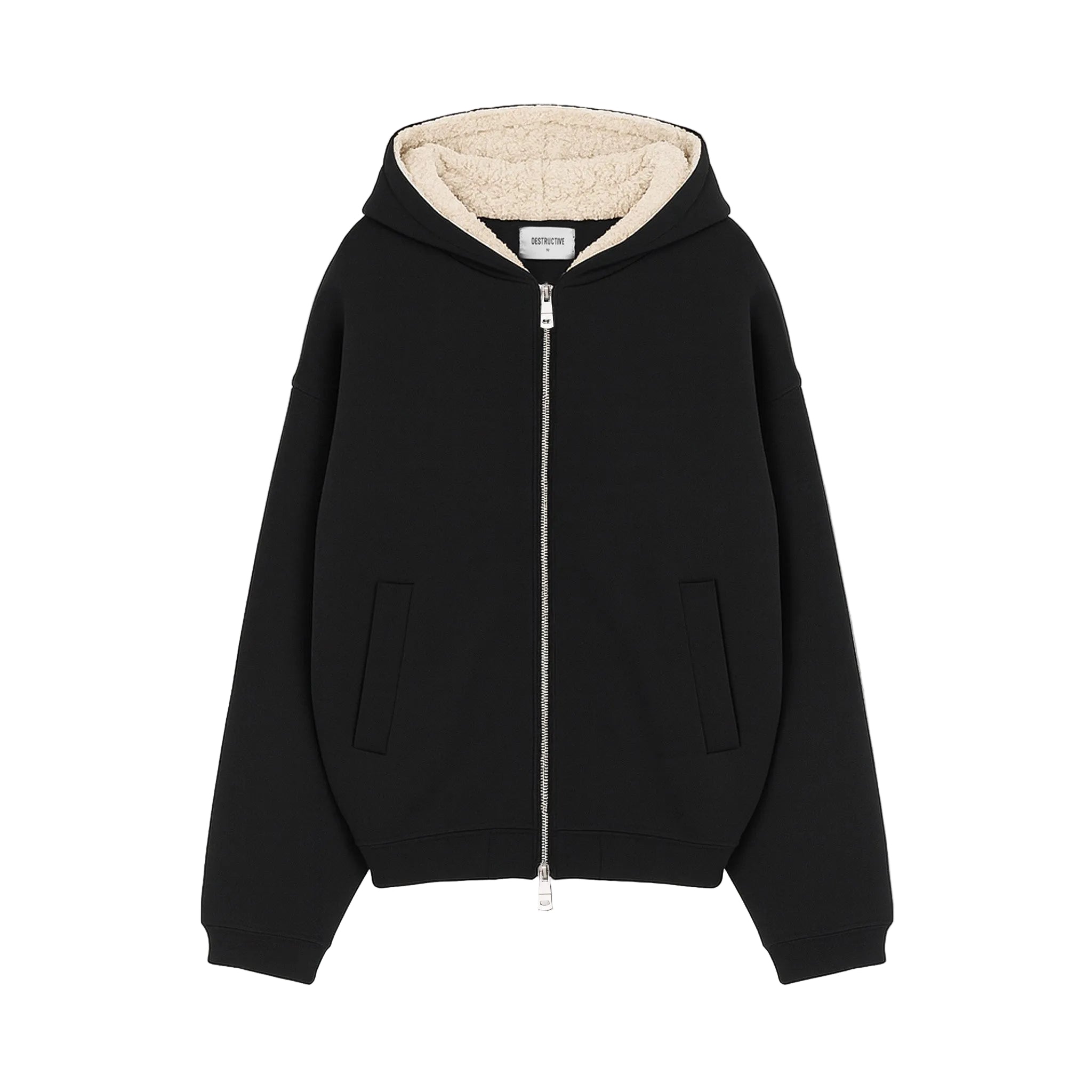 Front view of Destructive Sculpt Carbon Black Fleece Jacket